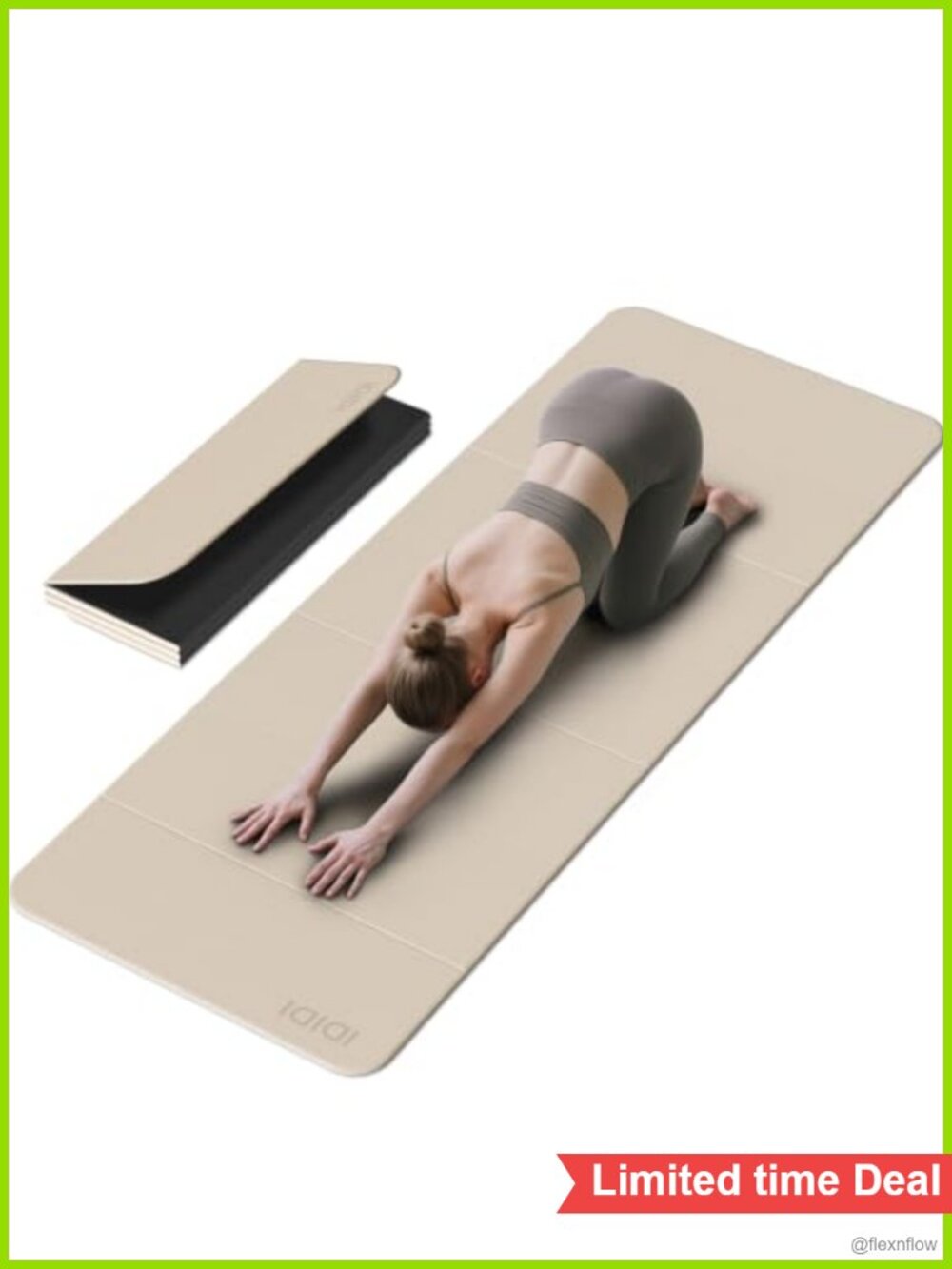 Foldable Yoga Mat Extra Large 74" x 31.5" Non-Slip Exercise Mat for Home Travel